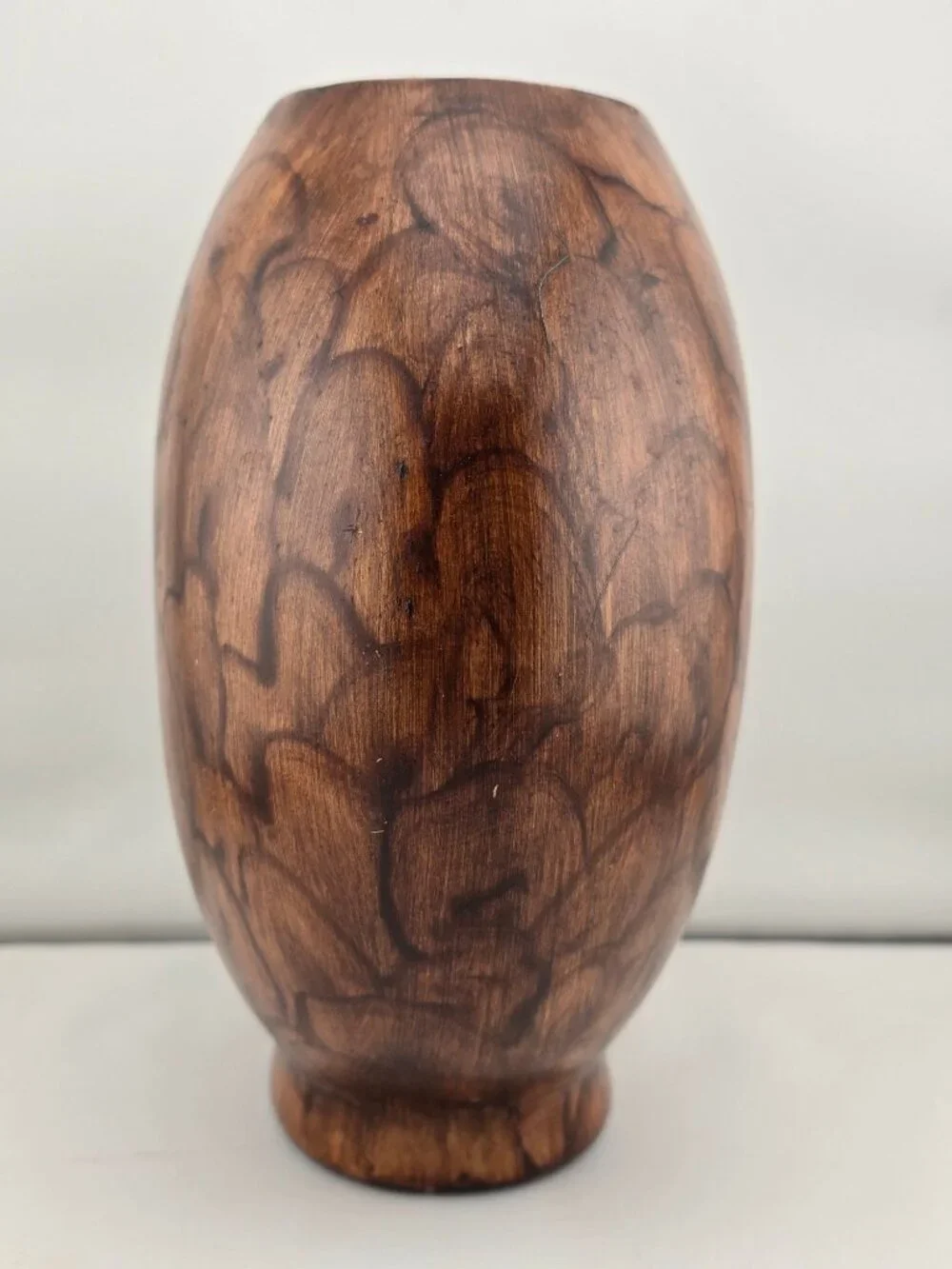 Handcrafted Wooden Floral-Patterned Vase With Natural Finish 8